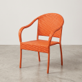 Customized color PE Rattan Bistro Chair Curved Back Outdoor Patio Armchair