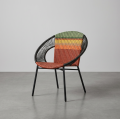 Multicolor PE Rattan Outdoor Chair with Black Metal Frame & Gradient Woven Back