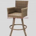 Counter Height Bar Stools Set of 2 Patio Outdoor Rattan Chairs with Curved Backrest Aluminum Frame Boho Barstools 