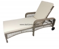 outdoor PE Wicker Chaise Lounge with Adjustable Angles  Patio Rattan Chair Sun Lounger