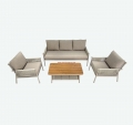 2025 Hot Selling High End Hand-weaved Rope Aluminium Frame Plastic Table Top UV Resistant Outdoor Garden 3+1+1+1 Set