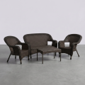 4 Pcs PE Rattan Outdoor Conversation Set 2‑Seater Sofa 2 Armchairs Coffee Table Patio Wicker Furniture Wholesale