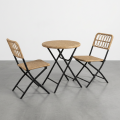 3 piece outdoor folding rattan bistro set with round table and two chairs